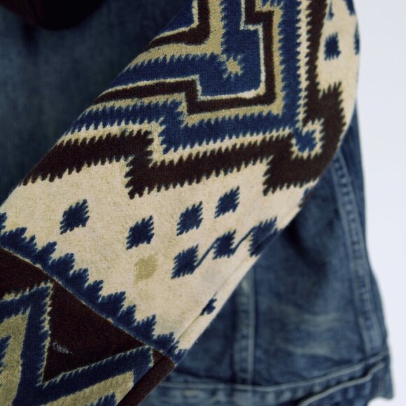 Sz‎ S - Ralph Lauren Denim & Supply Southwest Knit-Sleeve Trucker Denim Jacket - Picture 5 of 13